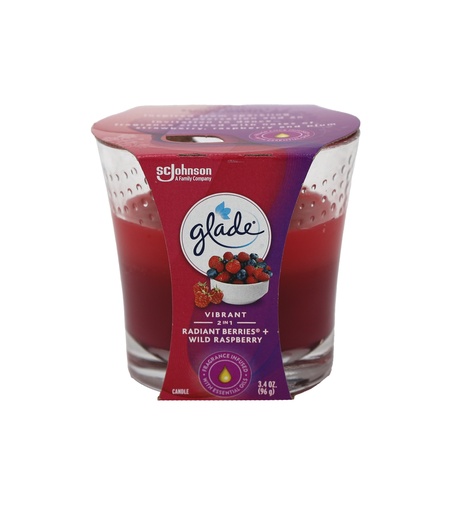 [16380] Glade 2-in-1 Duftkerze, strahlende Beeren und wilde Himbeeren, 100 ml