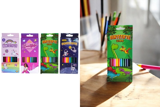[P0001064] Buntstifte, 12er Set, 4 Designs