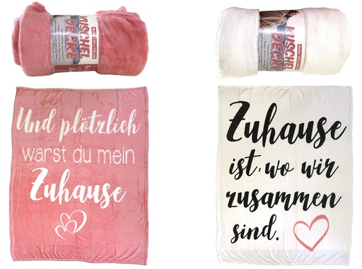 [P0001585] Decke "Sprüche" 130x160cm, 2 Designs