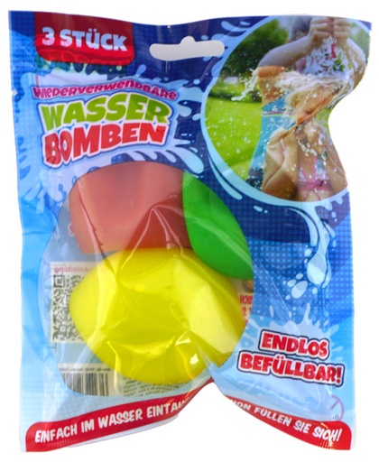 [P0001592] Wasserbomben wiederverwendbar, 3er Set bunt, Silikon