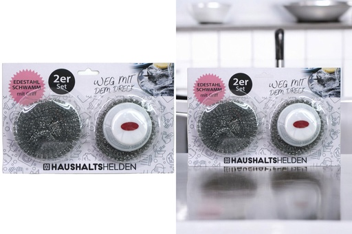 [P0001608] Edestahl Schwamm mit Griff, 2er Set