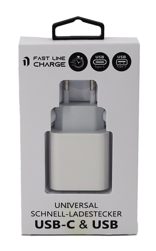 [P0001657] Netzstecker/Schnellladegerät "USB-C & USB" PREMIUM, weiß