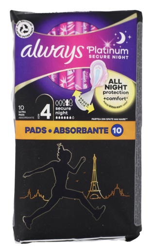 [P0001689] Always Platinum Damenbinden 10Stück Secure Night Size 4