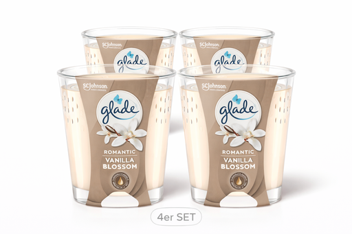 [P0001835] Glade Duftkerze Romantic Vanille Blossom (4er PACK!) 4x129g