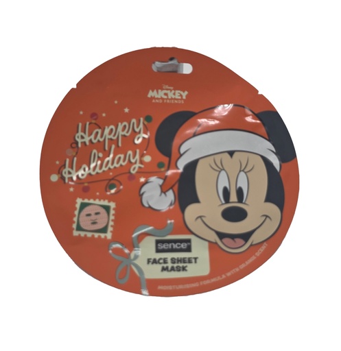 [P0001991] Disney Mickey Mouse bedruckte Tuchmaske fürs Gesicht 20 ml – Weihnachtsedition mit Minnie Mouse