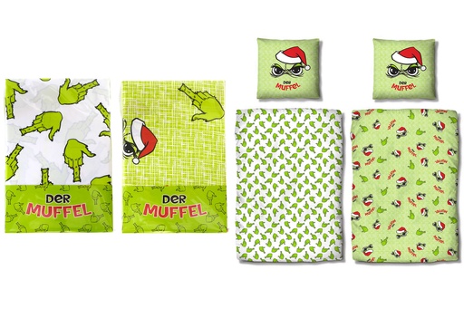 Bettwäsche Festtags-Muffel | 2-teilig | 135×200 cm + 80×80 cm | Mikrofaser | Lustiger Anti-Weihnachten Bettbezug für Weihnachtsmuffel & Realisten