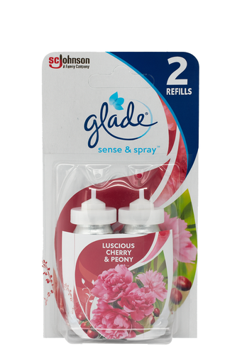 [P0002376] Glade Sense & Spray Lufterfrischer Nachfüllpack Kirsche & Pfingstrose, 2 × 18 ml