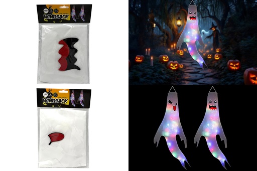 [P0002422] LED Windsäcke XXL "Geister", 10 LED, 120x50cm, 2 Designs