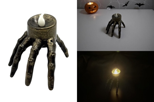[P0002431] LED Deko Halloween "Finger Kerze", 7x9x8,5cm, warmweiß