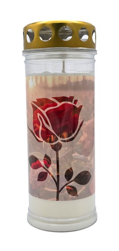 [P0002777] Grabkerze | Erstklassige Qualität | 20cm x 7cm mit Motiv | Rose Matt