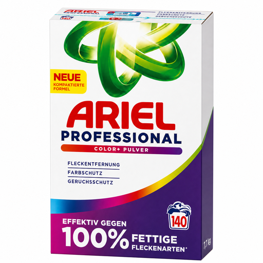 Ariel Professional Color+ Waschpulver 7,7 kg für 140 Waschgänge mit Fleckentfernung, Farbschutz und Geruchsschutz