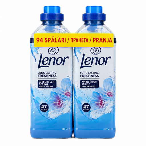 Lenor Weichspüler Aprilfrisch im Doppelpack mit 2 × 987 ml für insgesamt bis zu 94 Waschgänge