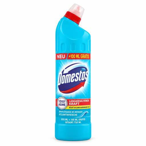 Domestos WC-Reiniger Atlantikfrische mit Bleichkraft 700 ml in blauer Flasche für intensive WC-Hygiene