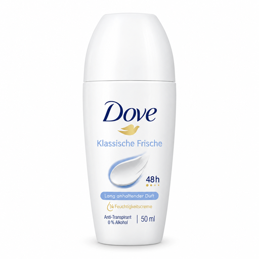 Dove Classic Fresh Antitranspirant Deoroller 50 ml mit bis zu 48 Stunden Schutz und ¼ Pflegecreme