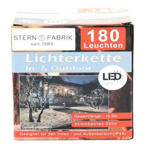 [11422] Lichterkette Basic LED, 180er, warmweiß, In- & Outdoor IP44 