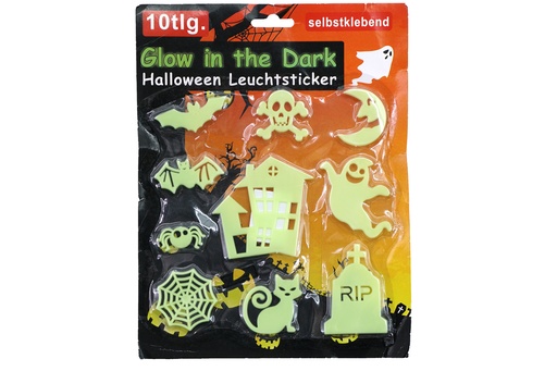 [7809] "Glow in the dark" - Halloween Figuren, 10tlg. selbstklebend