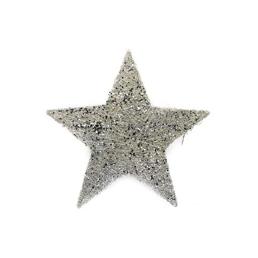 [11253] Sisalstern "Glitter" zum hängen, 20cm, silber 