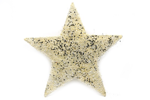 [11370] Sisalstern "Glitter" zum hängen, 20cm, creme