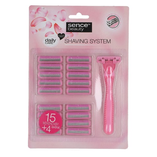 [5473] Sence Razors Women Rasierer mit 15+4Stück 3-fach Klingen Edelstahl